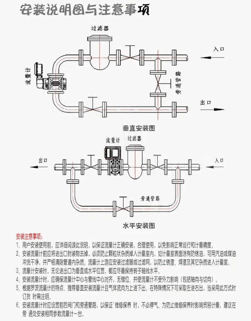 气体容积式流量计安装说明图